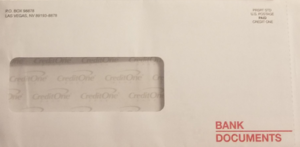 Preapproved mailer from PO box 98878 Las Vegas NV Credit One Offer